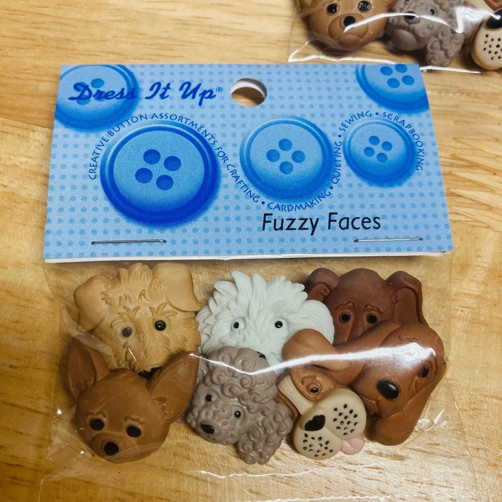 Dress it Up Buttons - Fuzzy Faces. New in Package.